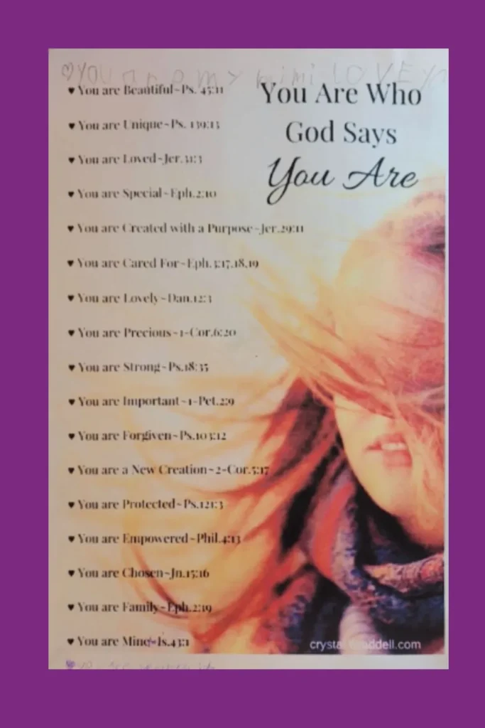 screenshot image of set of bible verses as a reminder that You are who God says you are.