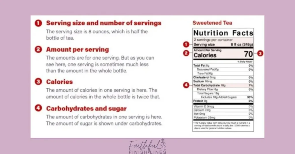 A close up of a nutrition label for Food label serving sizes.