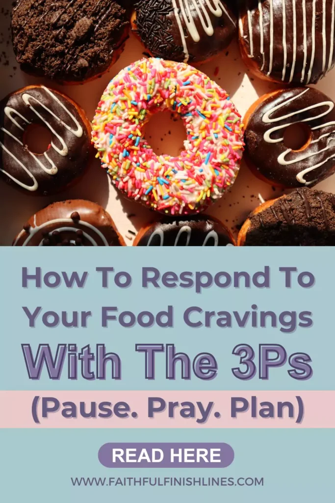 A Donut with chocolate and strawberry flavor and a text that reads as How To Respond To Your Food Cravings With The 3Ps