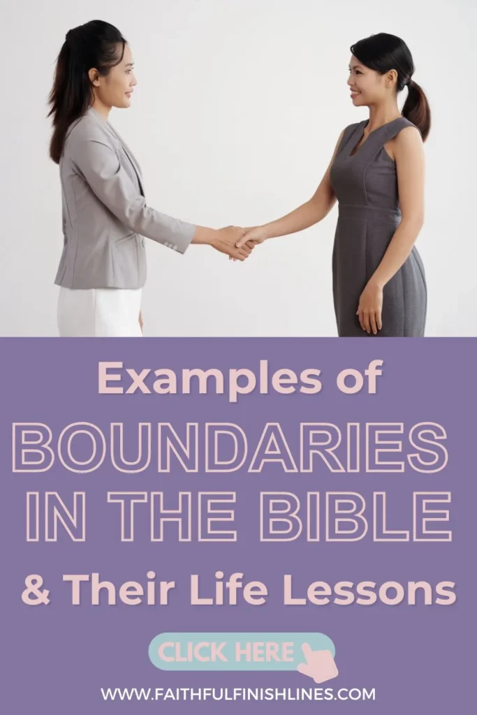 Two women shaking hands with the wordsExamples of Boundaries in the Bible & Their Life Lessons .