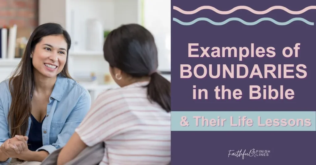 Two women sitting at a table talking to each other with words Examples of Boundaries in the Bible & Their Life Lessons.