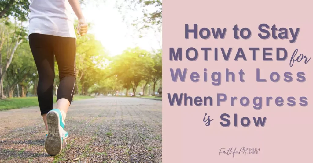 a woman running down a road with the words how to stay motivated for weight loss when progress is slow.